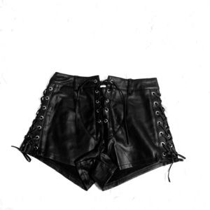 Black LF Seek the label leather lace up shorts